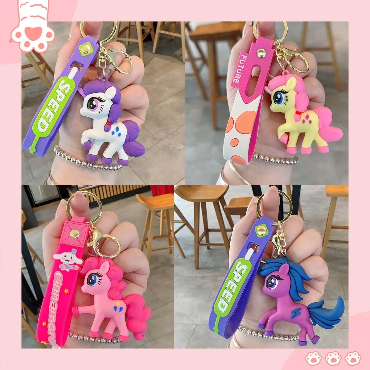 

pony cute keychain unicorn cartoon rainbow horse keychains doll toys schoolbag pendant decoration anime ladies christmas gift