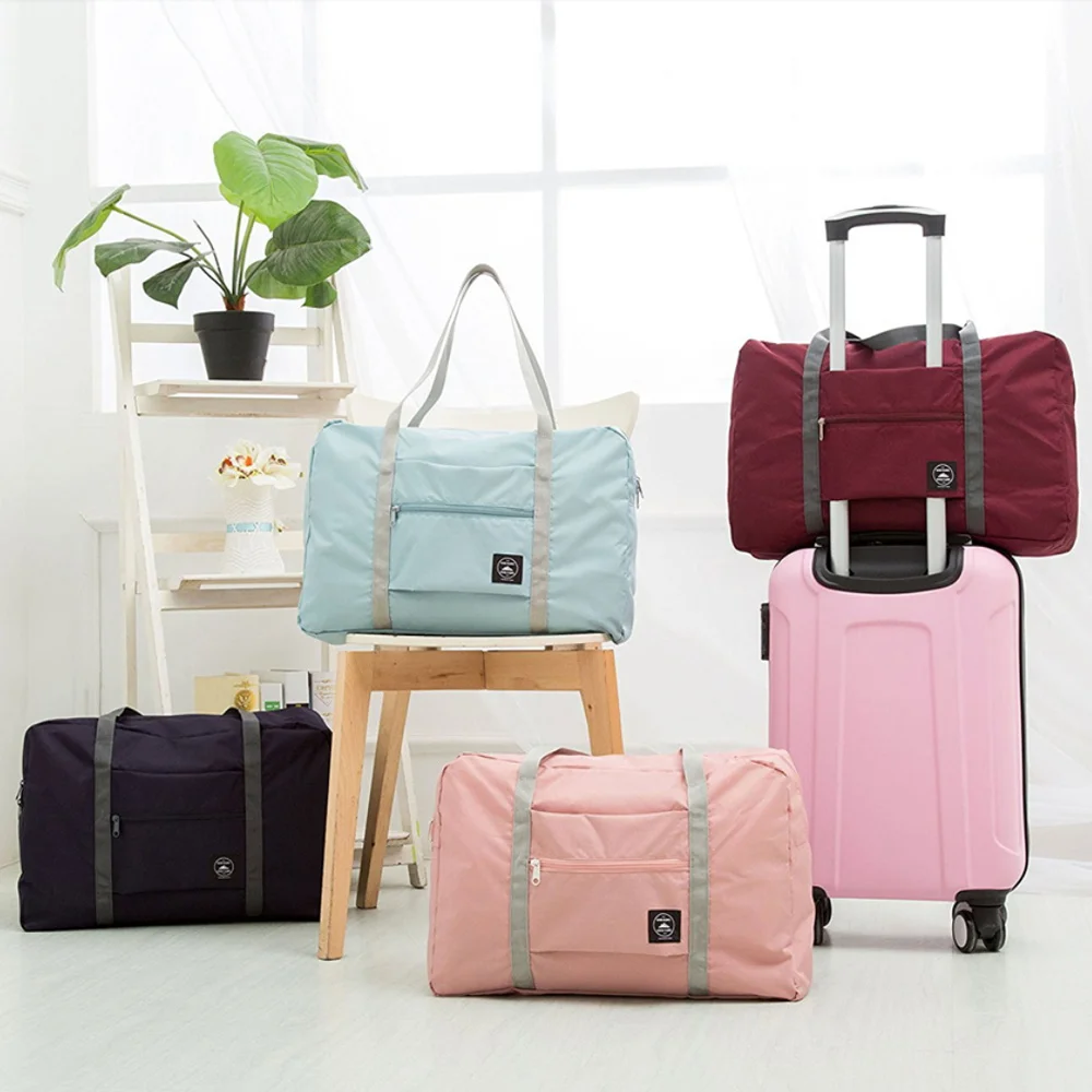 Large Capacity Travel Bag Unisex Organizers Luggage Handbags  Clothes Storage Duffle Carry on Bags Whitemarble Lettern Series