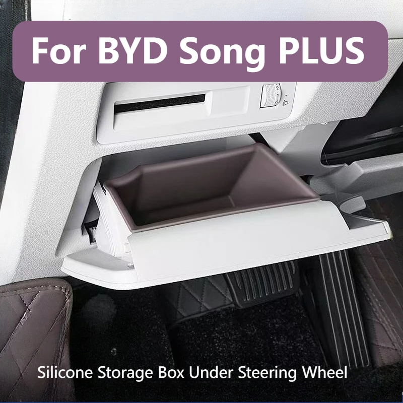 

For BYD Song Plus Seal U DMI EV Sealion 6 2020-2025 Under Steering Wheel Silicone Storage Box Interior Organizer Tray