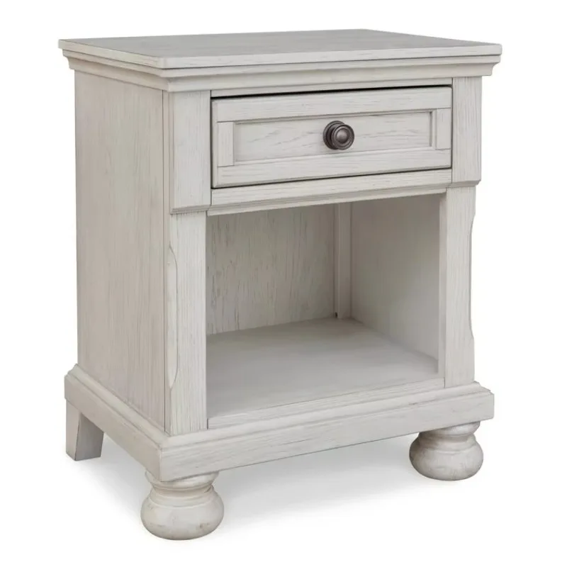 Wood Night Stand Antique White Drawer Nightstand  for Bedroom