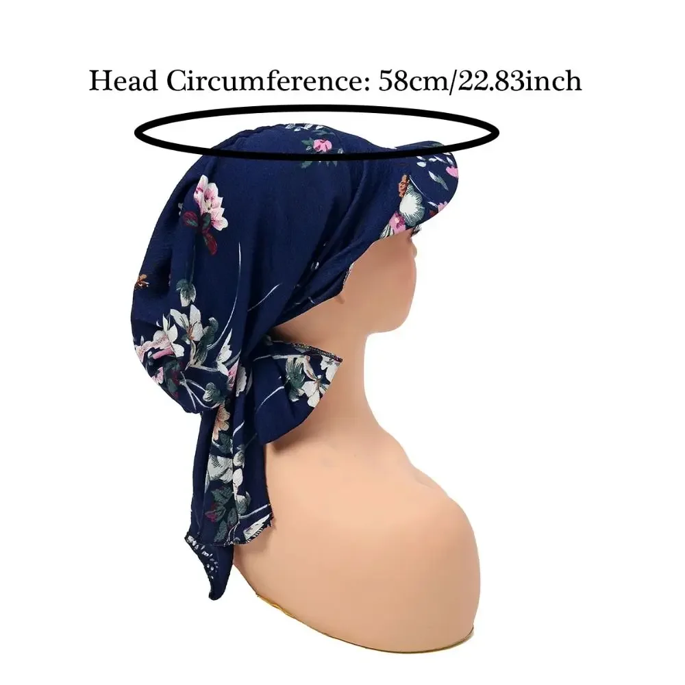 Mode Druck Frauen Hijab Caps Wrap Haar mit Krempe Turban Motorhaube Atmungsaktive Bequeme Damen Kopftuch Hut Verstecken Haar – Detail 2