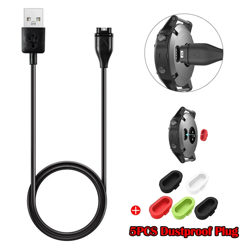 USB-Ladekabel für Garmin Vivoactive 3 Ladegerät 4s 935 Venu Sq 945 245 Fenix 5S Ladegerät 5X Plus 7 6 6S 6X Pro Staubsteckerabdeckung