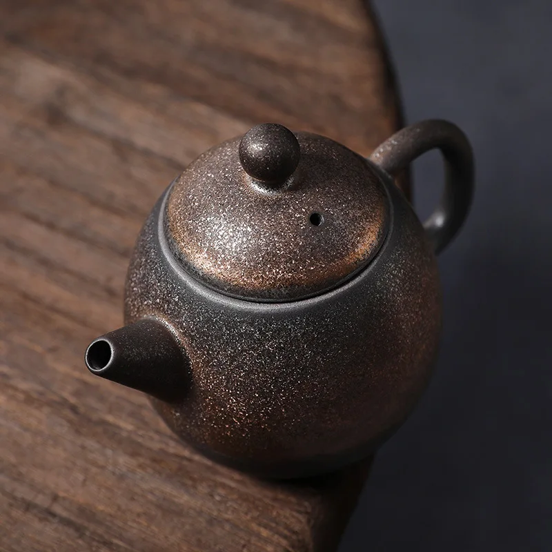 Vintage Teapot Handmade Glazed Ceramic Kung Fu Tea Set Office Teapot Chinese Retro Pottery Tea Ceremony Teaware Accessories