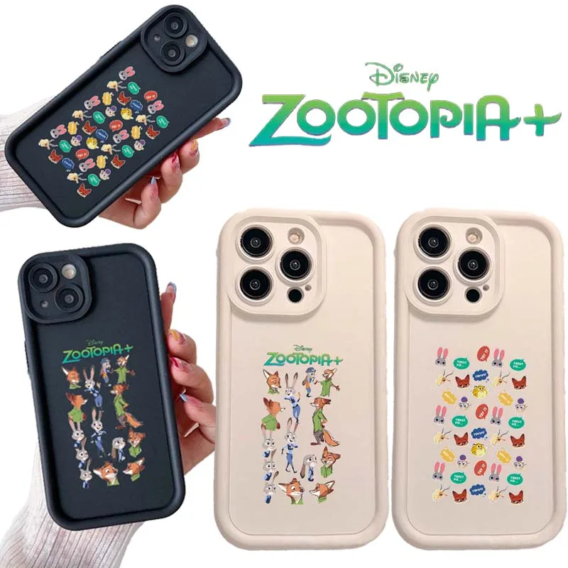 

Disney Zootopia Anime Mobile Phone Case for IPhone 16 15 14 13 12 Pro Max TPU Painting Cartoon Frosted Shell Shockproof Cover