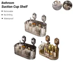 Bathroom Suction Cup Shelf Wall Mounted No Drilling Makeup Shampoo Storage Rack Drain Basket Kitchen Bathroom Shelves Accessorie