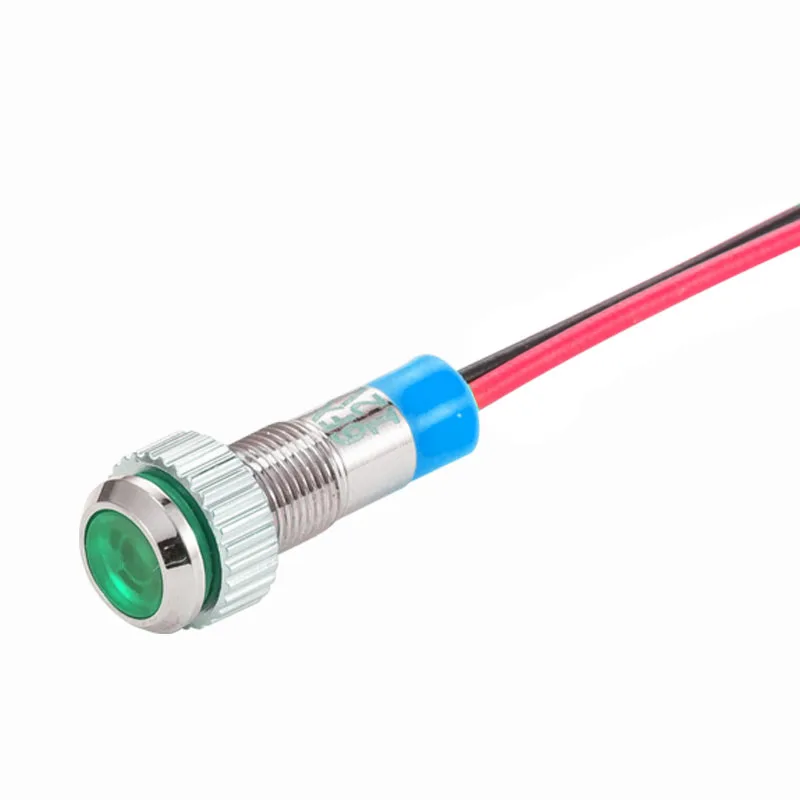 1pcs 6mm 8mm 10mm 12mm Metal LED Warning indicator light Waterproof IP67 Signal Lamp Pilot Wires switch 3V 5V 12V 220V Red Blue