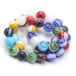 6 8 10 12mm Round Lampwork Glazed Glass Beads Loose Spacer Beads For Jewelry Making Bracelets Necklace Craft Diy Accessories