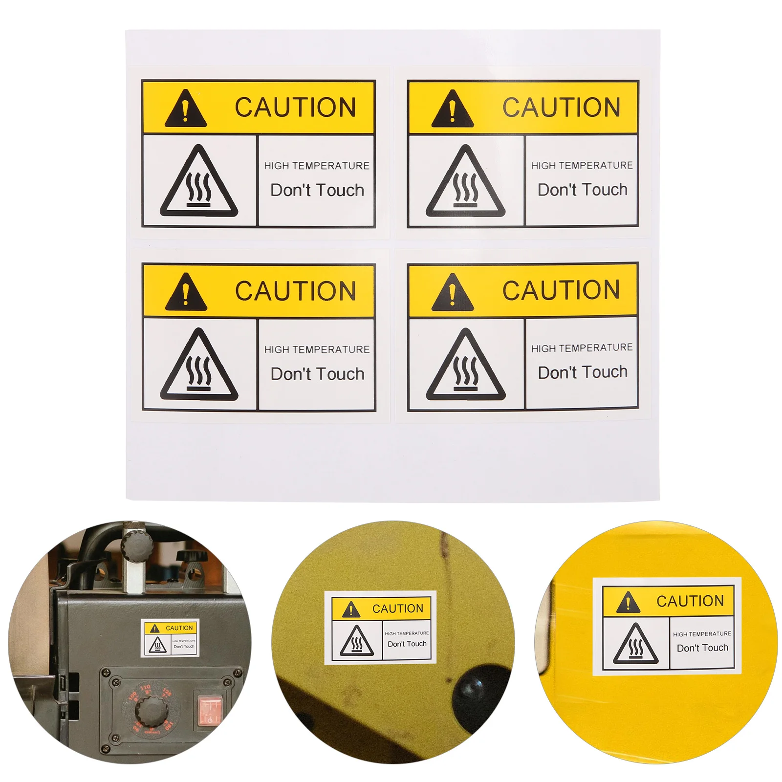 

4 Pcs Caution Hot Stickers High Temperature Warning Label Surface Sign Pvc Labels