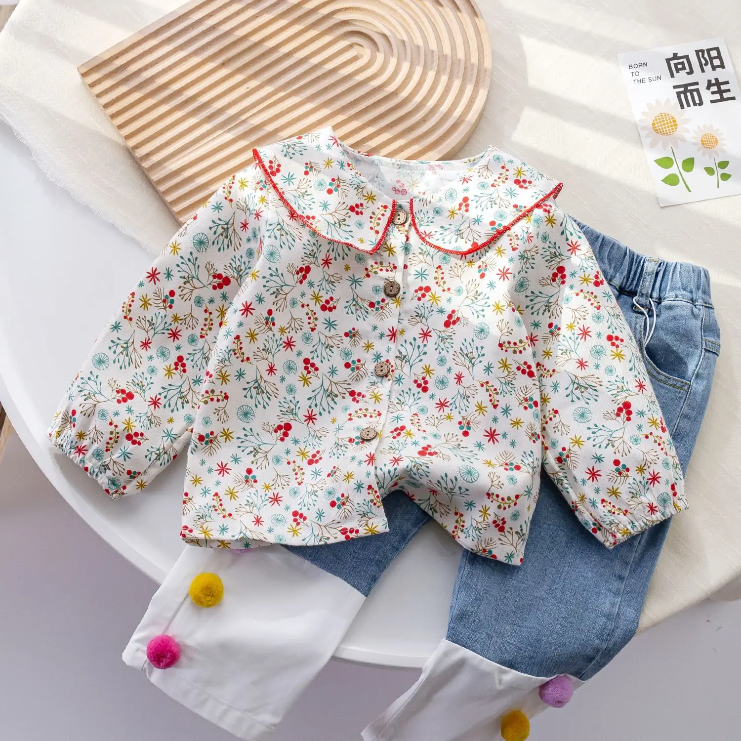 Children\'s Blouses Lace Floral Embroidery Turn Down Collar Girls Blouse Shirt Toddler Girl Clothes White Blouse for Baby Shirts