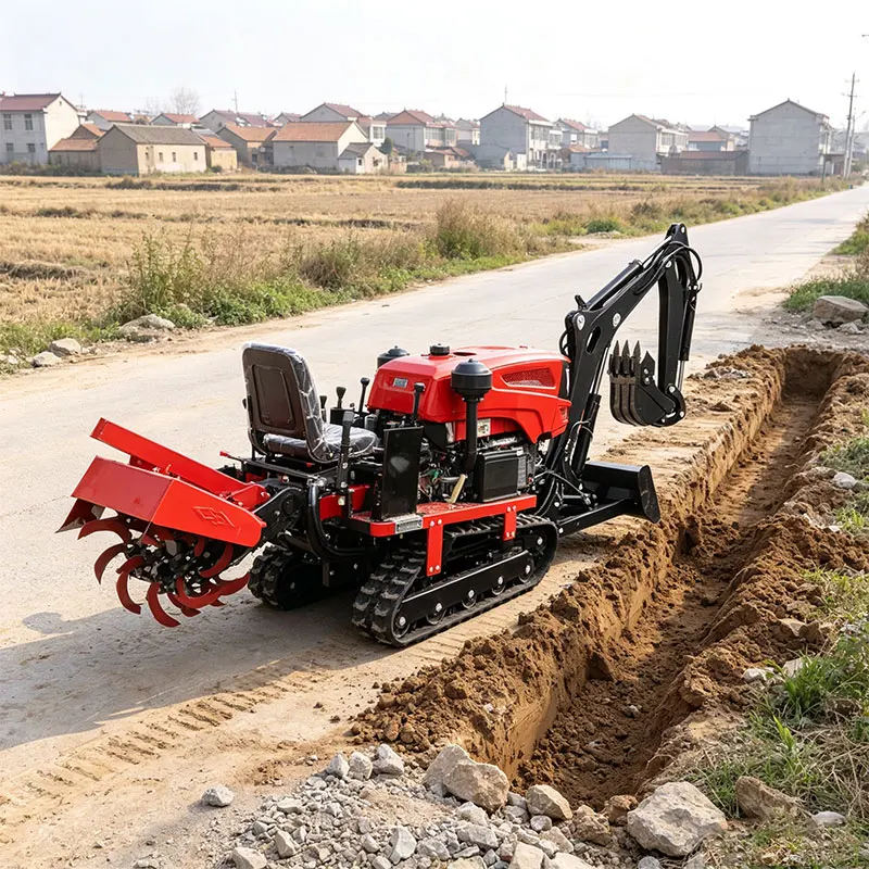 Customized 80HP Crawler Tractor Matching Tiller Orchard Slope Plough Inter Row Weeding Soil Loosening Rig