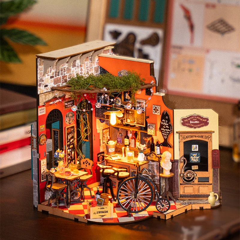 Robotime Rolife DIY miniatuur huiskit Cheers Bar Kit ambachten hobby geweldig cadeau voor vrouwen kinderen DG173