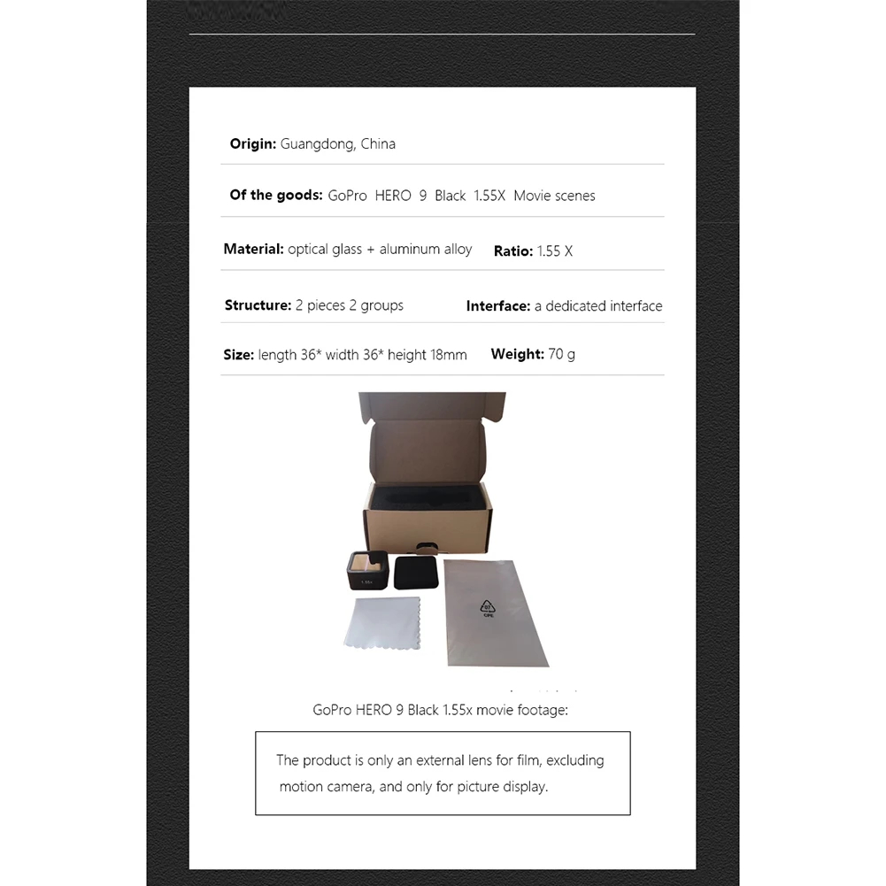 

B67C Anamorphic Widescreen Lens for GoPro HERO 9 Black Action Camera 1.55X Cinema Lens