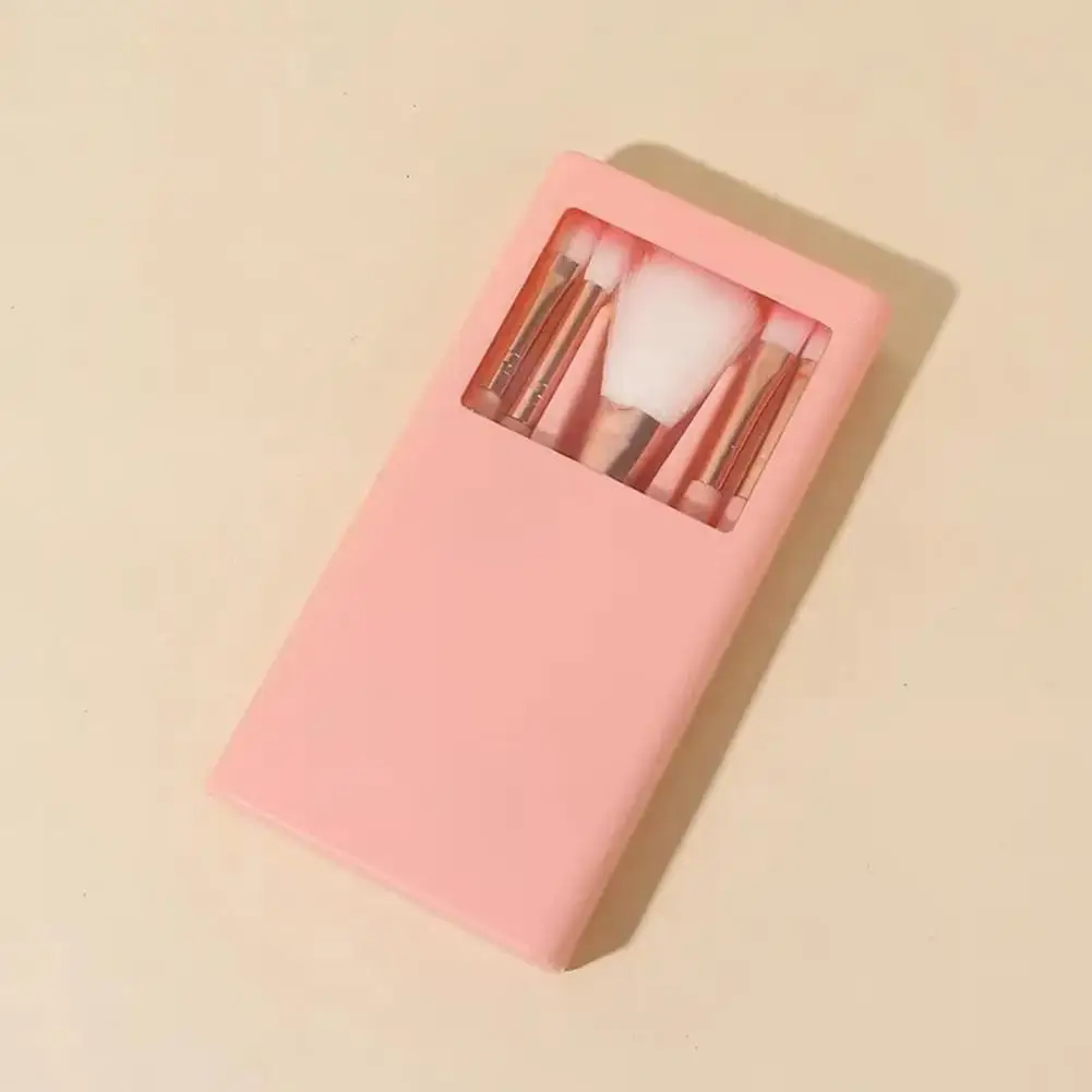 Women Makeup Brushes Professional Women's Makeup Brush Kit with Mirror Storage Box 5 Piece Set for Eye Shadow Blush Application