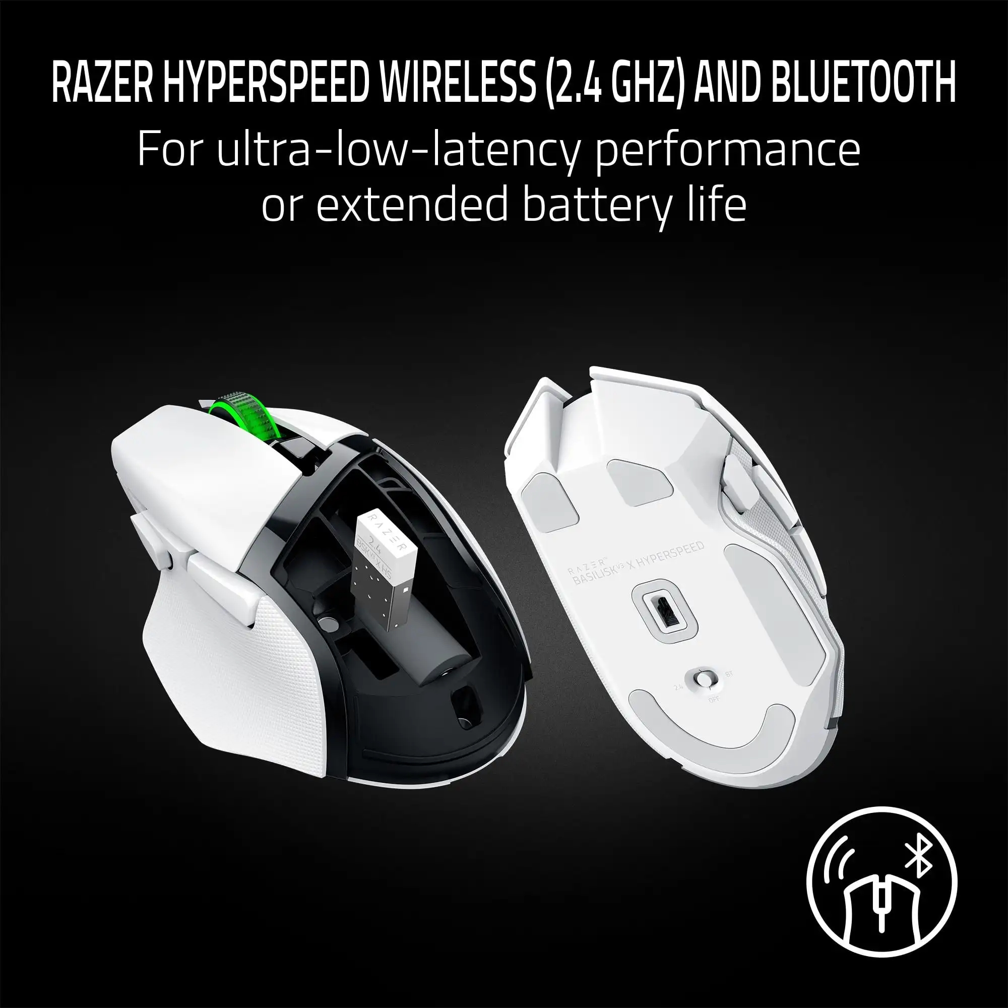 

Razer Basilisk V3 X Hyperspeed RBG Optical Bluetooth Gaming Mice, White