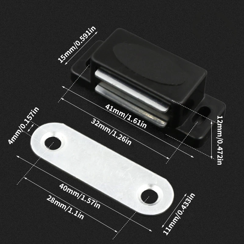 3/6pcs Black Door Stopper, Magnetic Door Latch, Magnetic Adsorption, Cabinet Wardrobe Door Closer, Used for Furniture Doors
