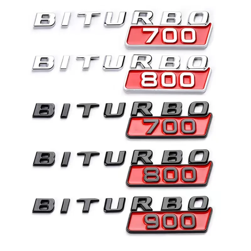 2pcs Car BITURBO 700 800 900 Logo Side Fender Trunk Body Badge Emblem Decals Sticker For Benz Brabus G Class G700 G800 G900 W463