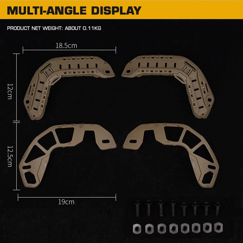 Riel guía lateral casco táctico rápido – Montaje para máscara y airsoft - imagen 3