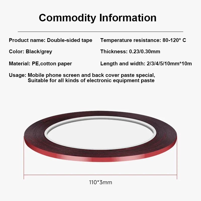 10M Mobile Phone Repair Double Side Tape for Cellphone Touch Screen LCD Pannel 3mm Self Adhesive Foam Sticker Fix