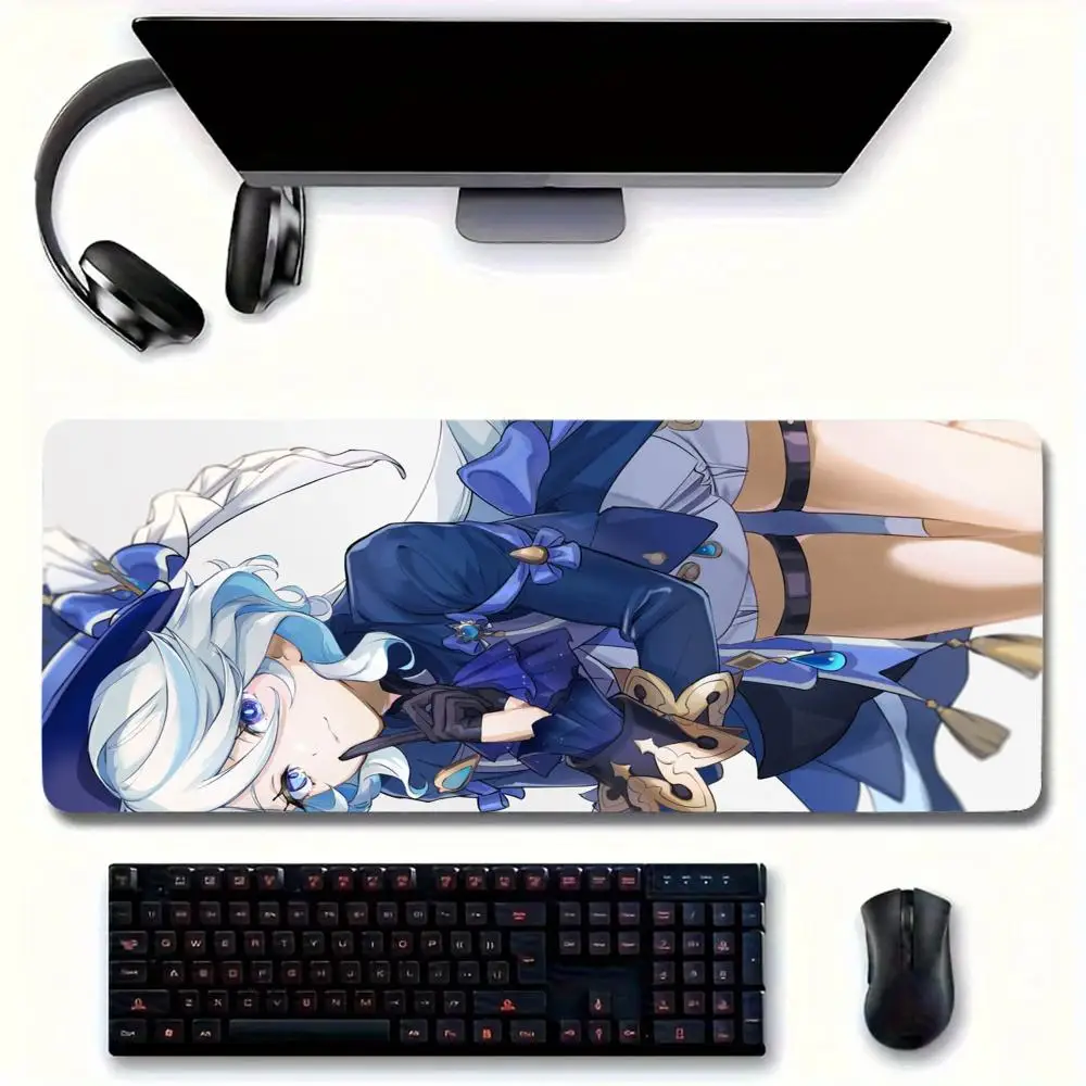 Anime Gril Furina Mouse Pad Large mouse pad for home office Waterproof leather desk pad for gamers Computer mouse pad Keyboard p