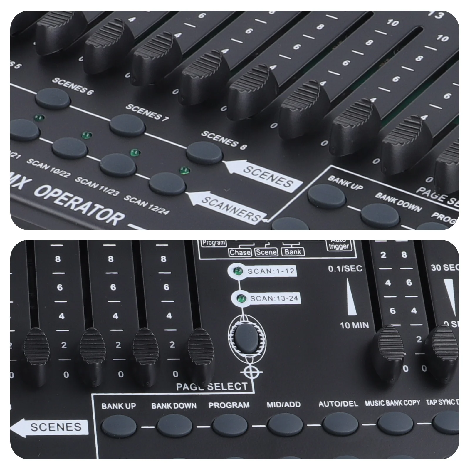 Black DMX and MIDI Operator DMX512 Controller 384 Channel Light Controller for Stage Light Disco Party Concert Wedding Theater