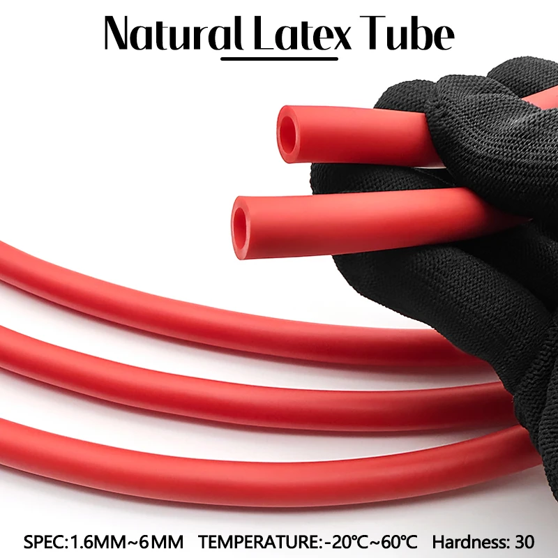 1/2/3M Red Nature Latex Rubber Hoses ID 1.6mm~6mm High Resilient for Fitness Equipment Pull Strap Slingshot Catapult