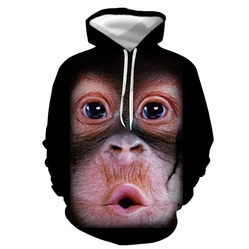 

Unisex 3D Print Hooded Sweatshirt, Funny Monkeys Pullover, Hoodie extragrande, Streetwear, Menino, Menina, Roupas Infantis, Moda