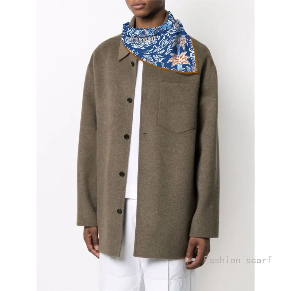 53Cm 새로운 복고풍 손으로 그린 ​​식물과 꽃 소녀 다목적 장식 작은 스카프 실크 스카프 Headscarf 럭셔리 스카프 도매