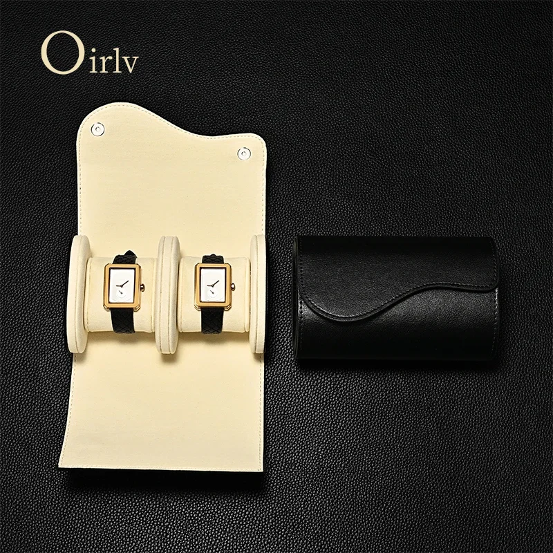 

FANXI Couple Watch Pouch - Stylish Dual - Slot Design with Elegant Curved Shape, Premium Leather Watch Case for Travel & Storage