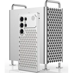 For Samsung Galaxy S23 S24 S25 S26 Ultra Metal Hollow Heat Dissipation Holes Phone Case Spring Buckle Shockproof Protect Cover