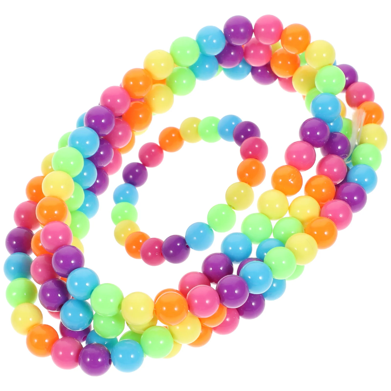

2pcs Rainbow Color Accessories Colorful Beaded Bracelet Necklace Set For Women Plastic Jewelry Gift Lightweight Party