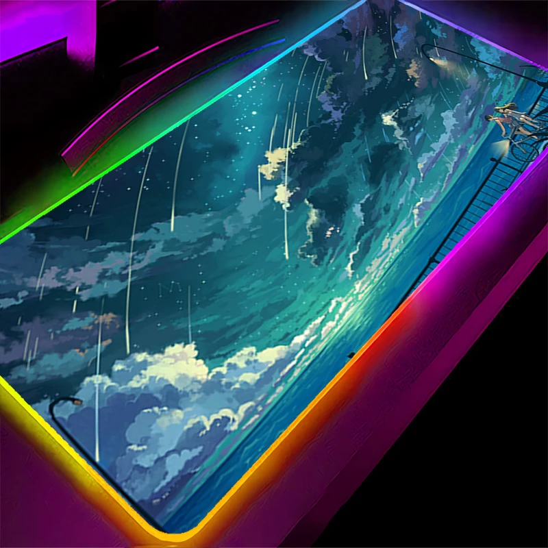 

RGB LED Mouse Pad HD Rubber Mousepad Pattern Game Pad PC Accessories Desk Mat Non Slip Table Mat Office Sky Clouds Keyboard Pad