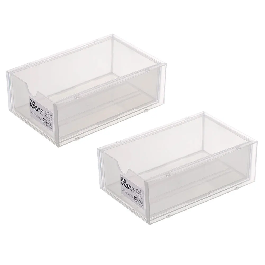 

2 Pcs Desk Drawer Storage Box Container with Drawers Stackable Boxes Office