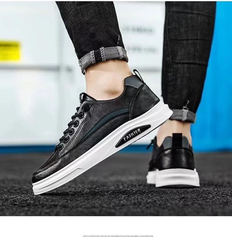 Fashion Leather Shoes Comfortable Sports Sneakers Slip on Shoes For Men High Top Leather Casual Shoes Flat Ankle Boots