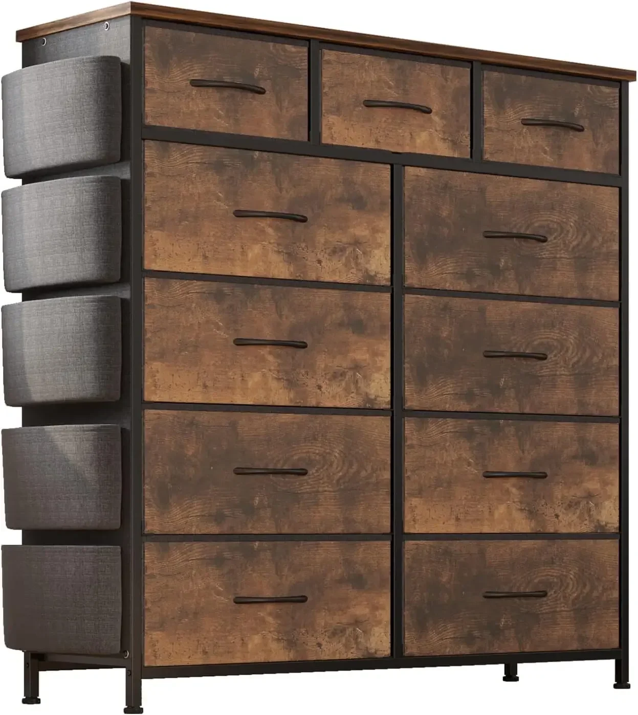 

Dresser for Bedroom with 11 Drawer, Dressers & Chests of Drawers with Side Pockets, Hooks, Fabric Storage Drawer, Steel Frame