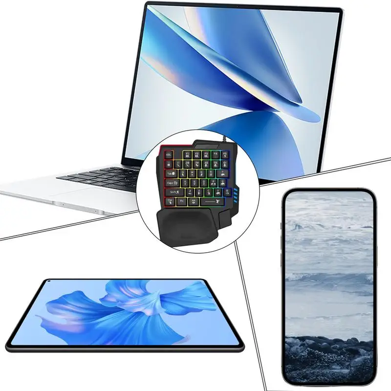 Teclado de juego ergonómico, sensación mecánica, teclado para teléfono, teclado de juego programable portátil para el hogar, dormitorio, apartamento, escuela