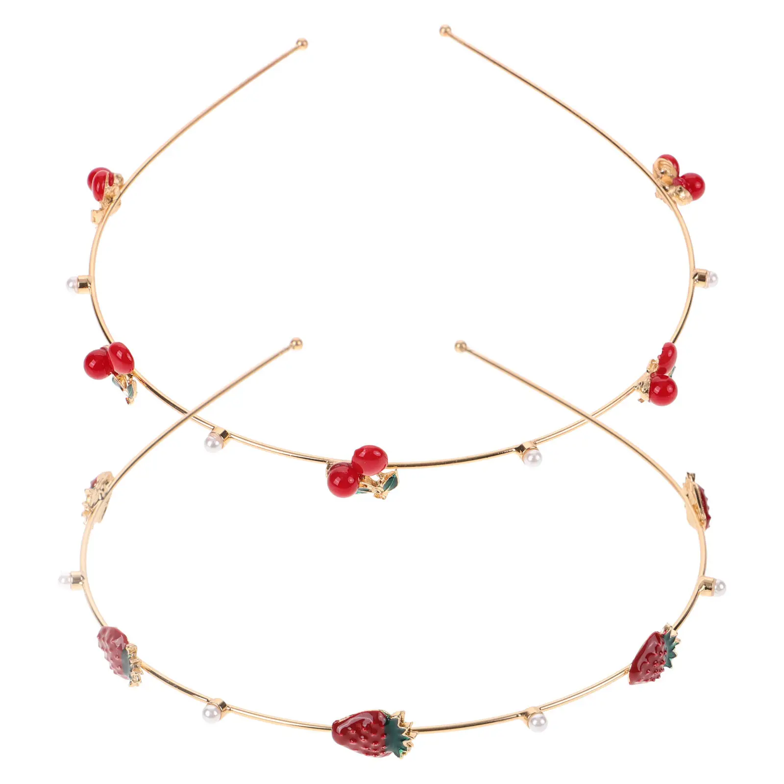 

2 шт. повязки для волос с вишнями и клубникой, фруктовые ободки из премиум-материала, аксессуары для волос для женщин на свадьбу и вечеринку, вишневая повязка на голову