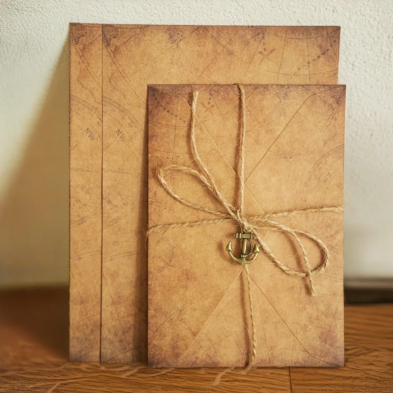 Metal Pendant, Vintage Cowhide Paper Envelope, Writing Love Letters on This Paper
