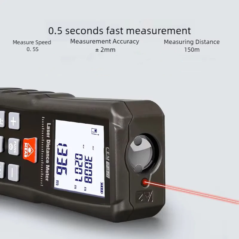 High Accuracy Laser Measurement Tool 262ft Laser Tape Measure 80M with Larger Backlit LCD, ft/m/in Switching,2 Bubble Levels