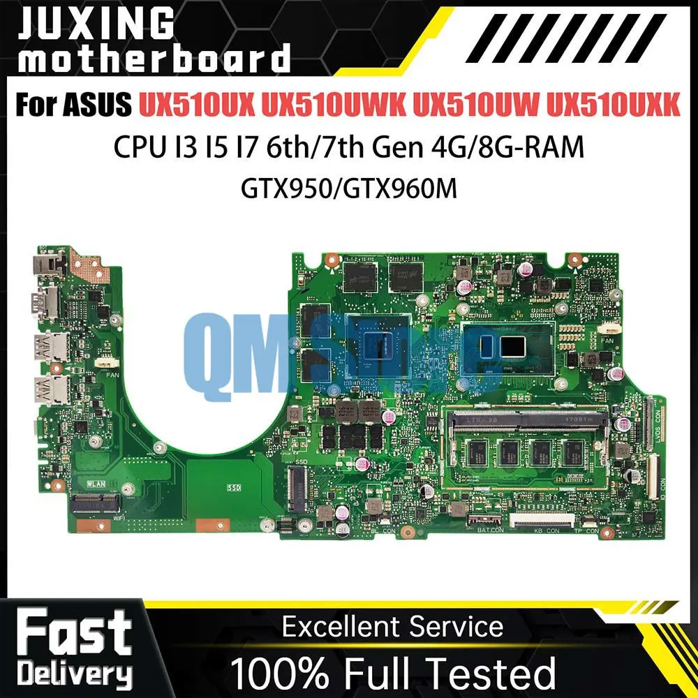 

UX510UX Laptop Motherboard For ASUS ZenBook UX510UWK UX510UW UX510UXK Notebook Mainboard CPU I5 I7 Gen 8G RAM GTX950 GTX960M