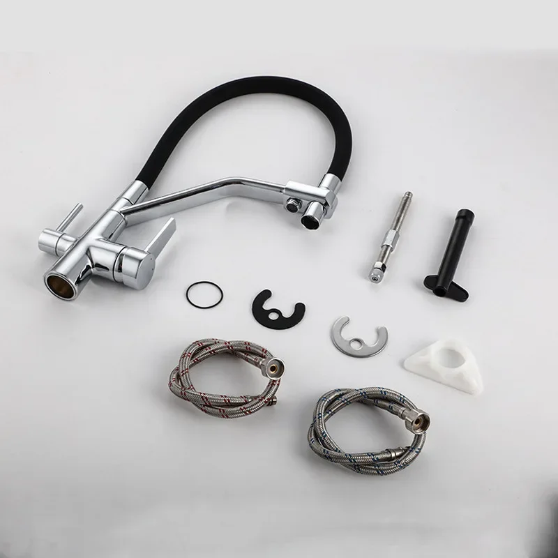 Bateria kuchenna ciepła i zimna woda, bezpośredni dopływ wody do picia, obrotowa bateria z podwójną głowicą.