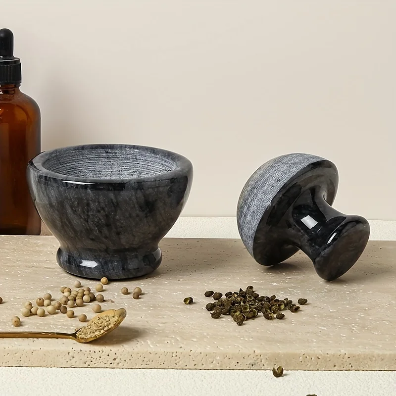 Marble Grinder Creative Mushroom Head Garlic Mortar Pepper Spice Crusher Pill Bowl