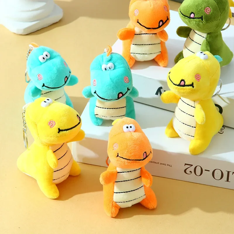 Stuffed Animals Plush Dinosaur Pendant Plush Toy Cartoon Figurine Juguetes Light Blue-green Yellow Orange Kawaii Exquisite Gift