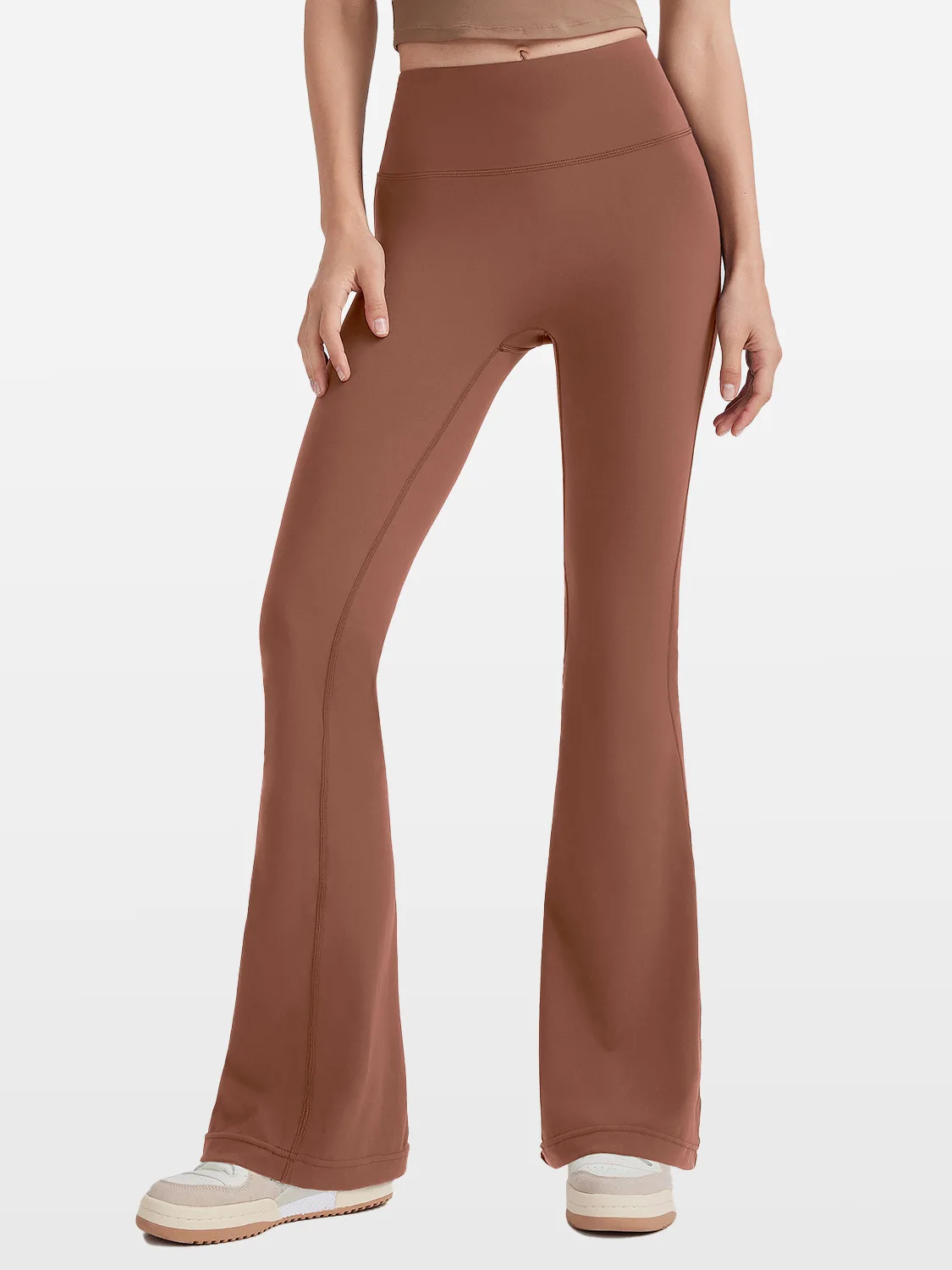 

Женские спортивные брюки с высокой талией и широкими штанинами, быстросохнущие, летние, новые, с эффектом подтяжки ягодиц, облегающие, для йоги, повседневные, фасон «клеш»