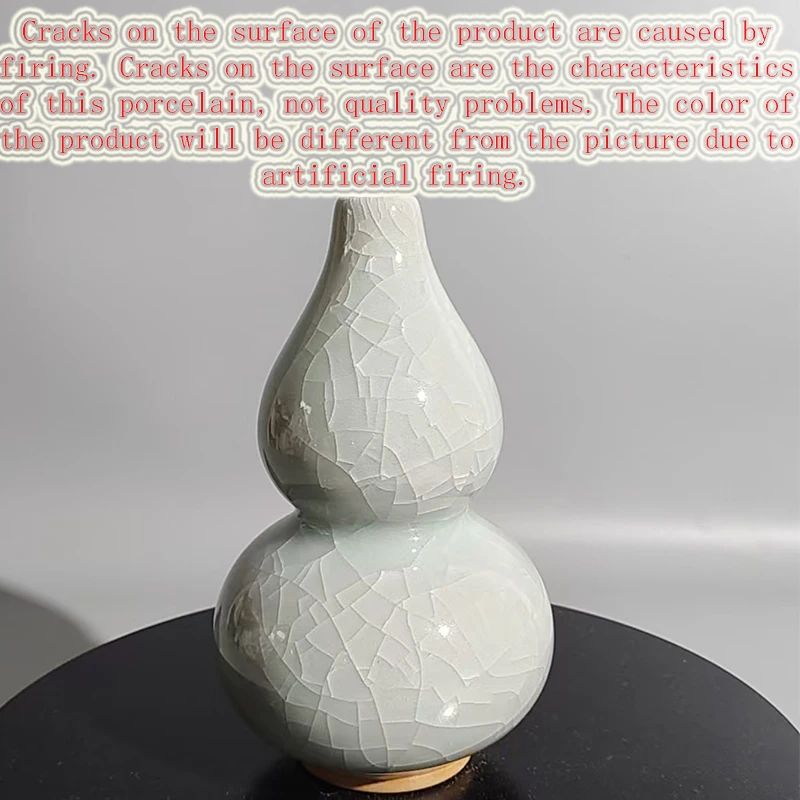 16cm Jun Kiln Crackle Glaze Gourd Vase Hand Fired Unique Texture Hydroponic Vase Tea Table Decor Gift