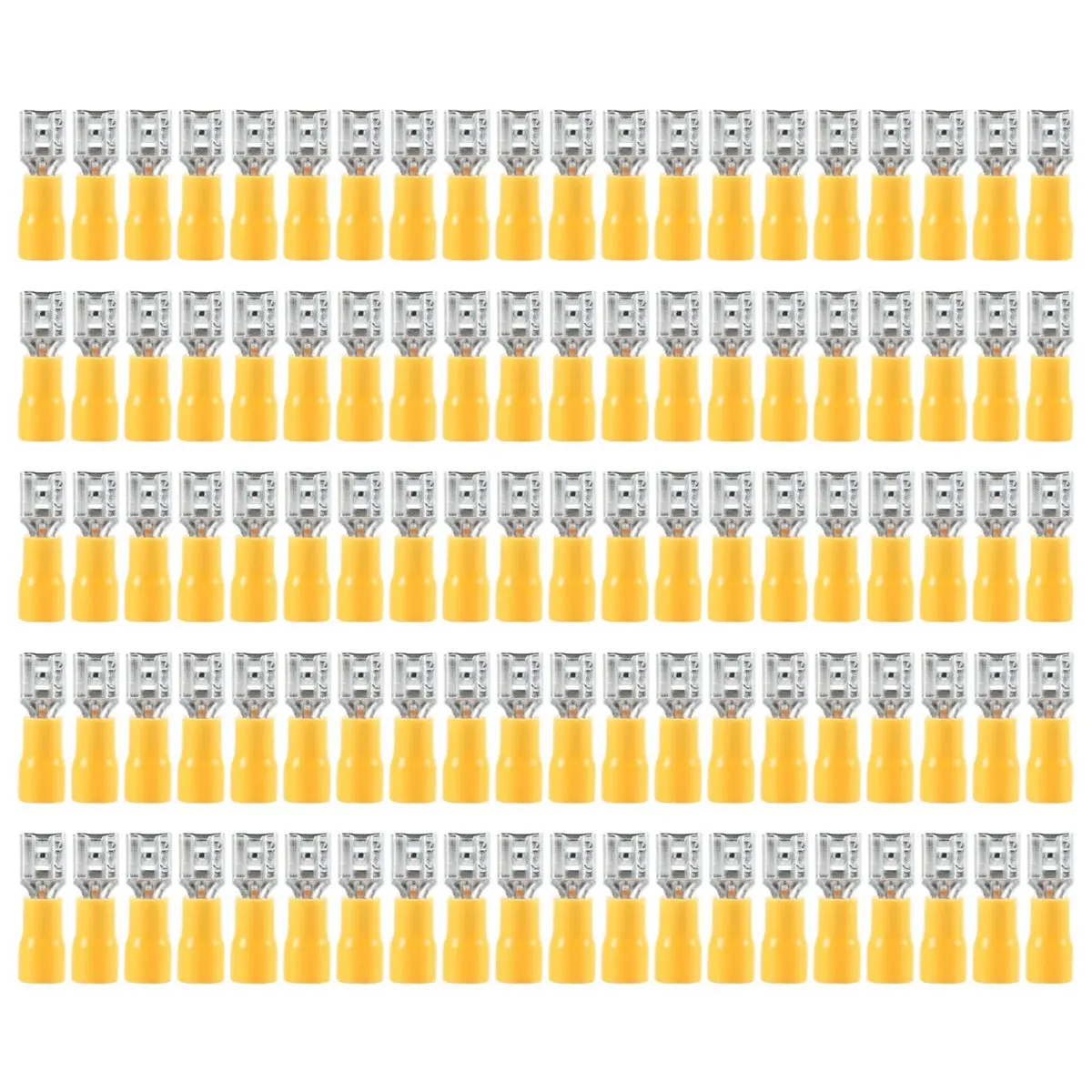 Improved100Pcs 24A Insulated 12-10AWG Female Spade Terminal Crimp Wire Connectors Yellow