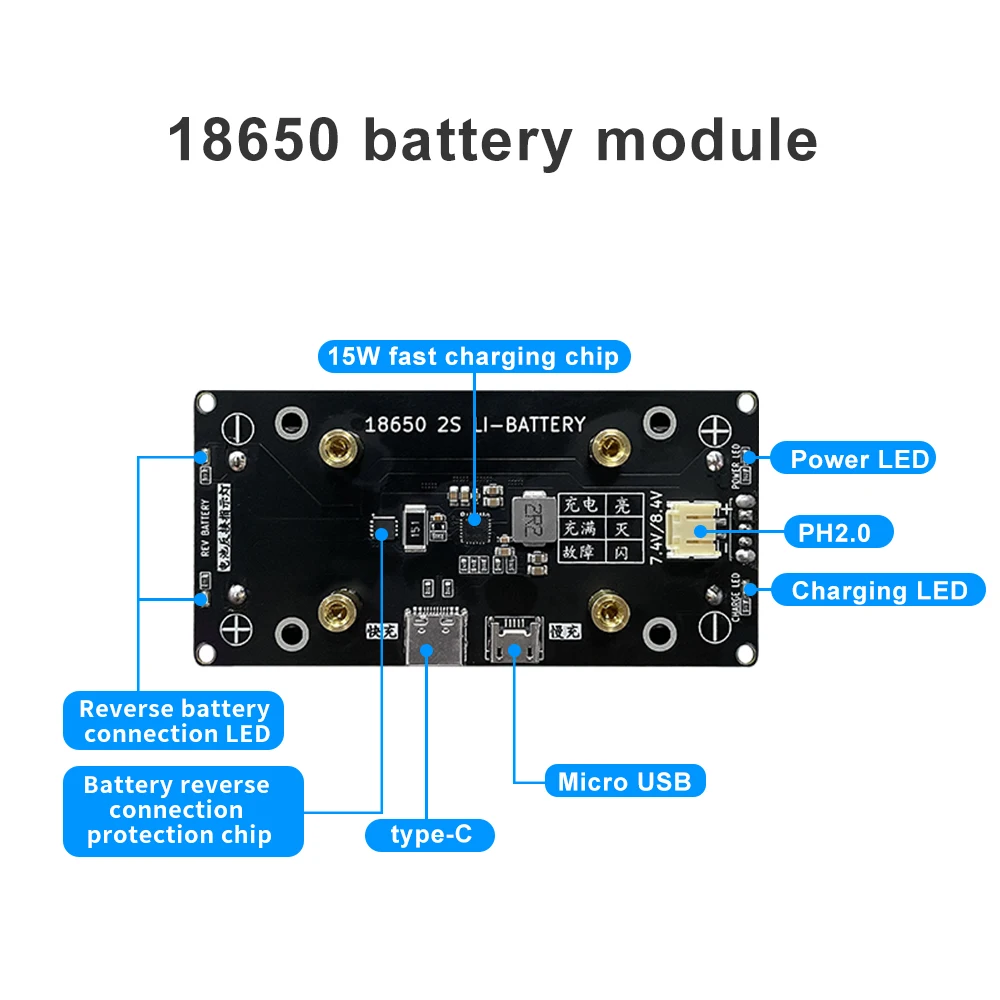18650 16340 Micro USB Power Bank แบตเตอรี่โมดูลชาร์จ Dual Output 3.3V 5V 7.4V แบตเตอรี่ผู้ถือแบตเตอรี่ลิเธียม