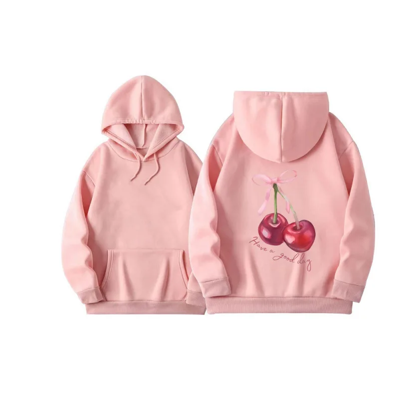 Felpa con cappuccio abbinata da uomo e da donna alla moda, ampia e versatile in stile americano con design di coppia stampato e pul con cappuccio