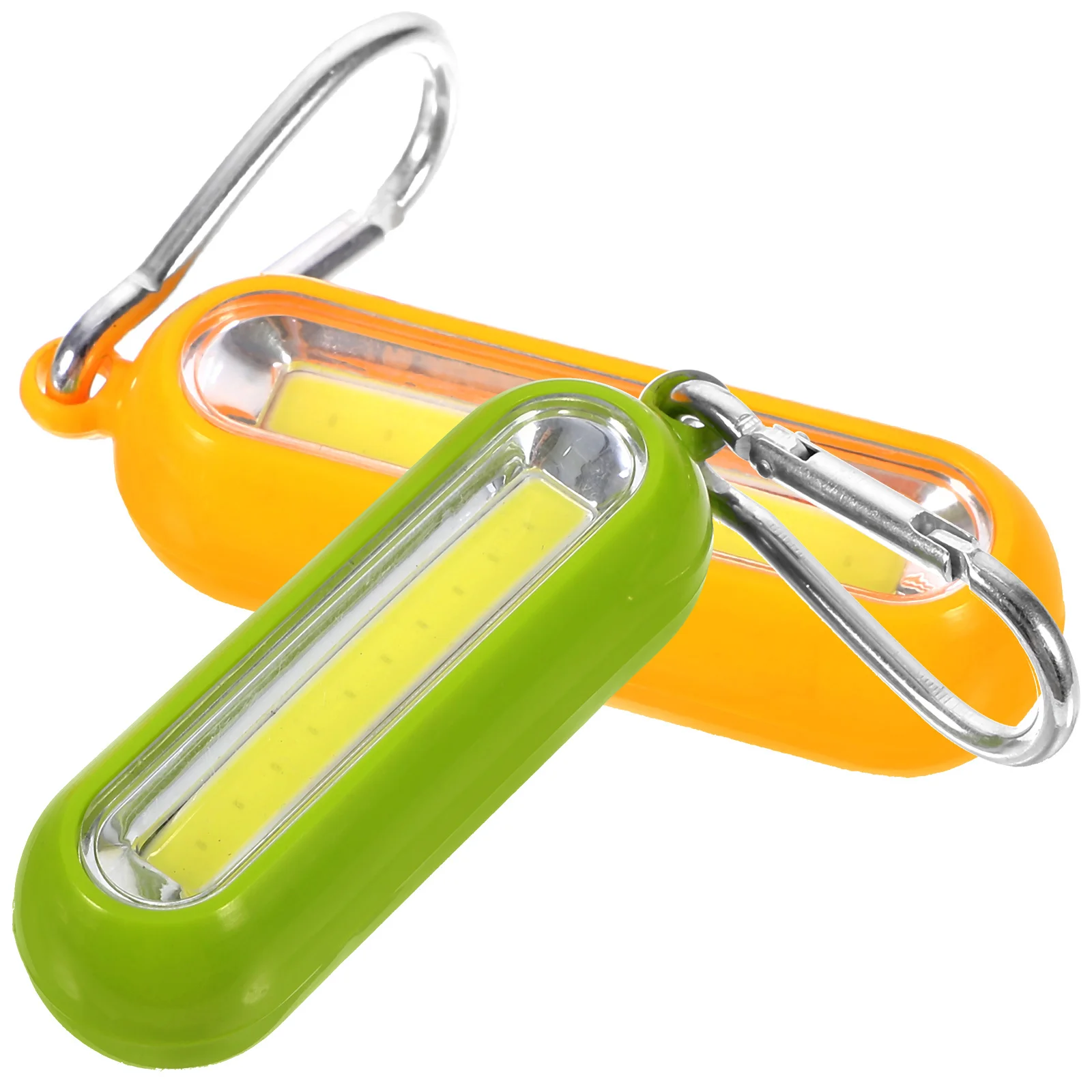 

2Pcs Portable LED Keychain Flashlight Mini Torch Hard Light Climbing Camping Emergency Bright Illumination Green Yellow