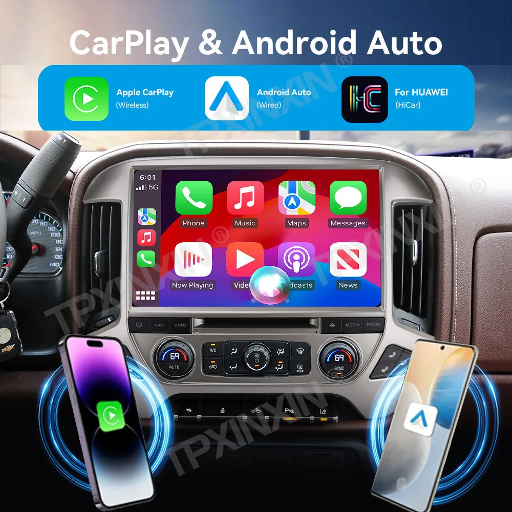 13.3 Inch QLED Vertical Screen Car Radio Android 13.0 For Chevrolet Silverado 2019-2021 Multimedia Player GPS CarPlay Head Unit