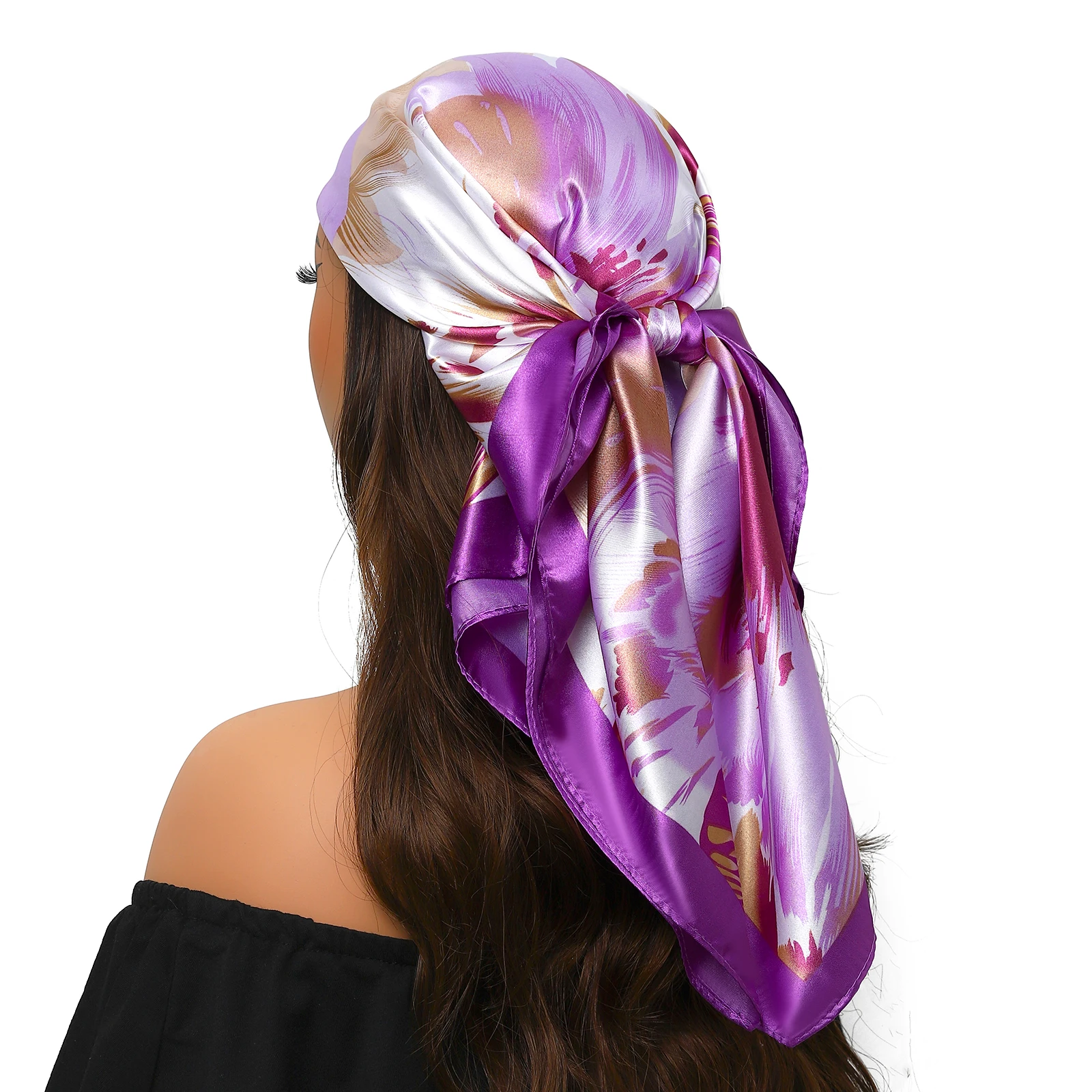 

90*90cm square silk scarf Women Shawl Print Satin Hijab Female Luxury Brand Square Lady muffler coverchief bandanna pareo girl